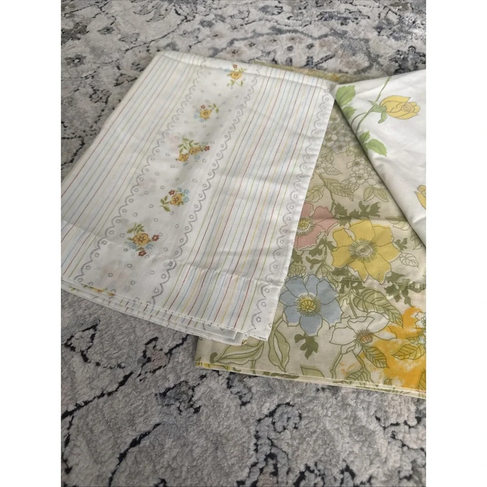 Vtg Floral Pillowcases 3 yellow Florals